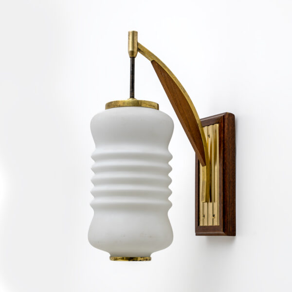 Brass and Opaline Murano Glass Sconces - Image 2