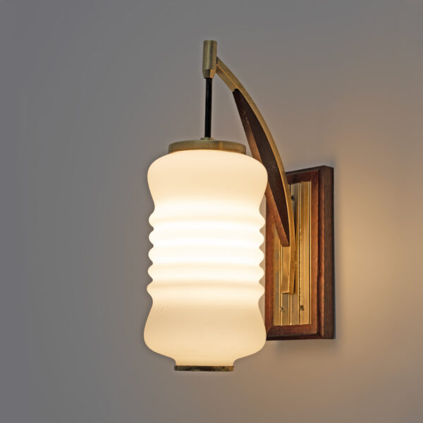 Brass and Opaline Murano Glass Sconces - Image 3