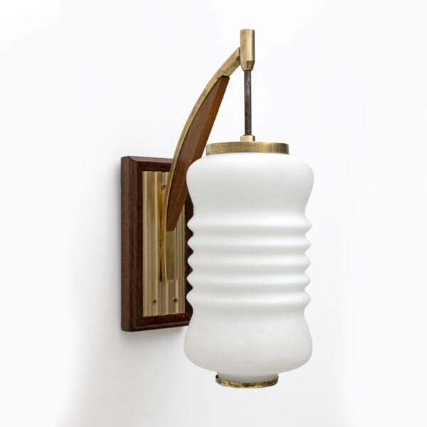 Brass and Opaline Murano Glass Sconces - Image 7