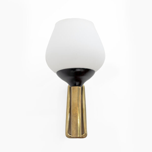 Brass and Opaline Murano Glass Sconces, 1950s - Image 3