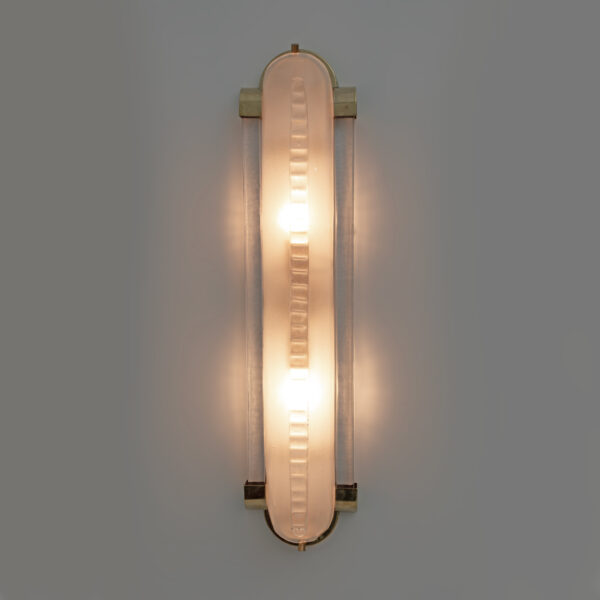 Brass and Frosted Murano Glass Sconces - Image 3