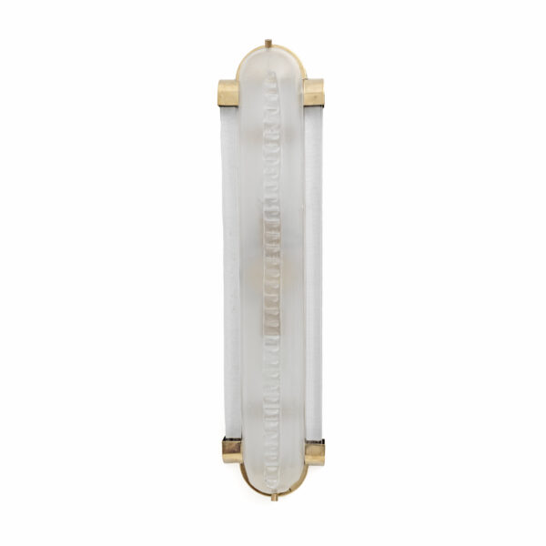 Brass and Frosted Murano Glass Sconces - Image 4