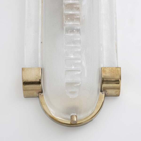 Brass and Frosted Murano Glass Sconces - Image 6