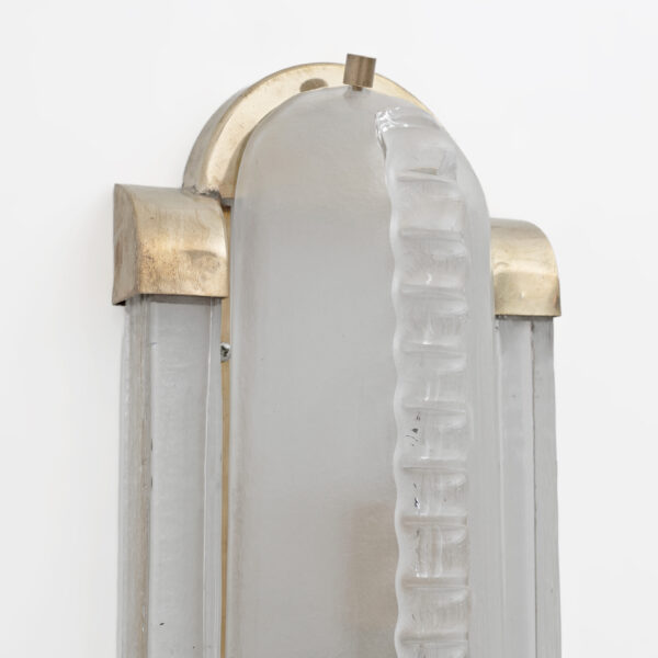 Brass and Frosted Murano Glass Sconces - Image 7