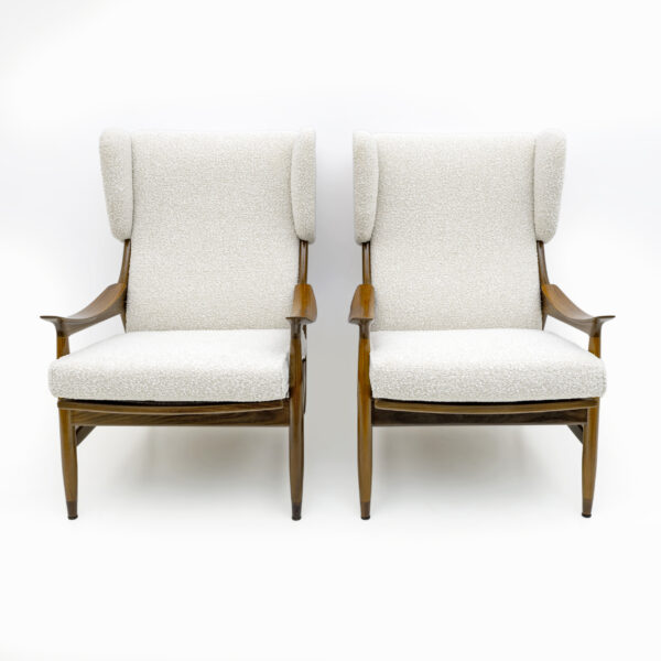 Teak and Bouclè Armchairs Model FM 106 by Framar, 50s - Image 2