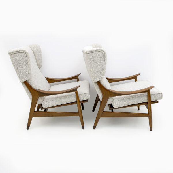 Teak and Bouclè Armchairs Model FM 106 by Framar, 50s - Image 4
