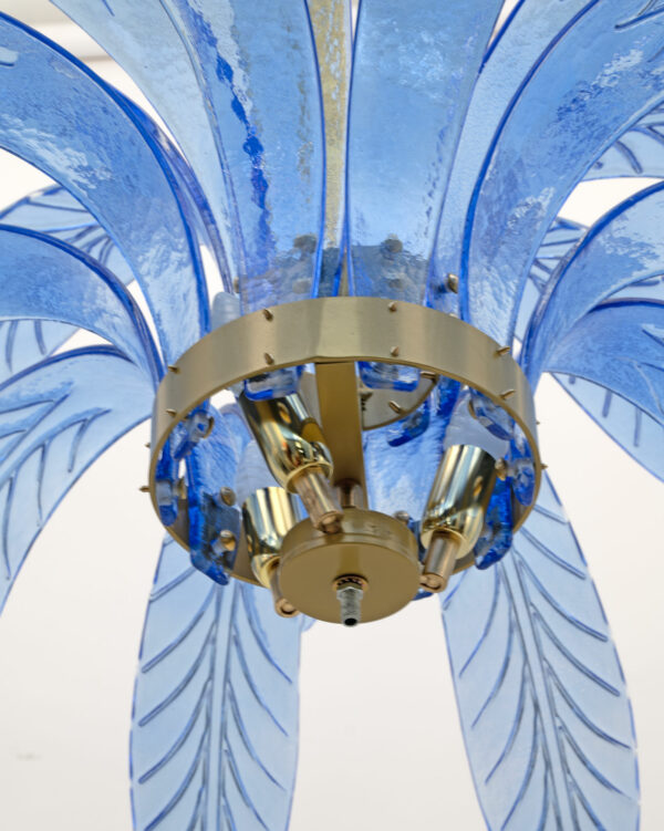 Mid-Century Modern Murano Glass and Brass Chandelier 1970s - Image 8