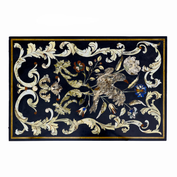 Handmade Wrought Iron Coffee Table Frame with Inlaid Marble Top - Image 6