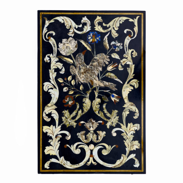 Handmade Wrought Iron Coffee Table Frame with Inlaid Marble Top - Image 5