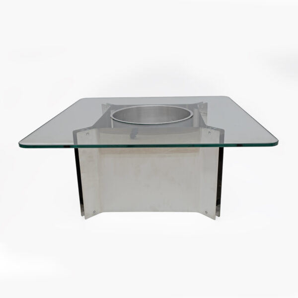 Michel Boyer Style Steel and Glass Coffee Table 1970s - Image 5