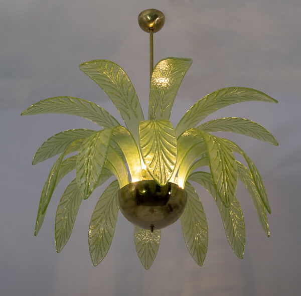 Mid-Century Modern Murano Glass and Brass Chandelier 1970s - Image 3