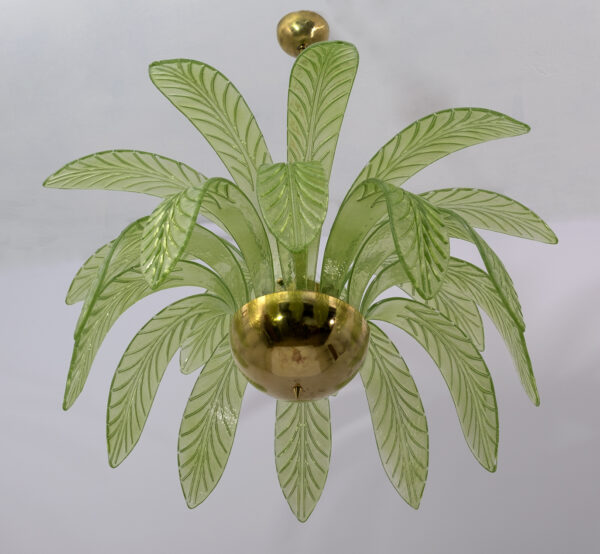 Mid-Century Modern Murano Glass and Brass Chandelier 1970s - Image 6