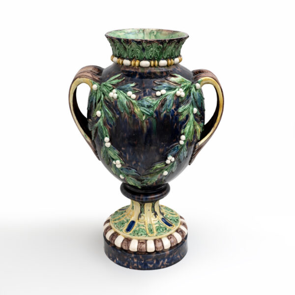 Large 19th century French Majolica Renaissance Palissy Vase
