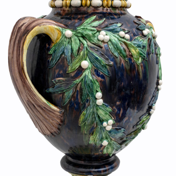 Large 19th century French Majolica Renaissance Palissy Vase - Image 6