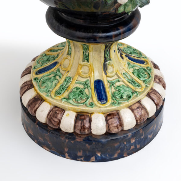 Large 19th century French Majolica Renaissance Palissy Vase - Image 8