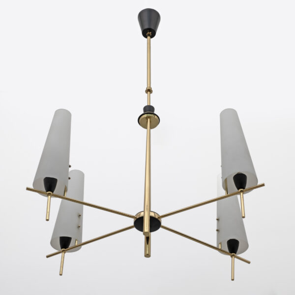 Stilnovo Style Mid-century Modern Italian Chandelier, 60s