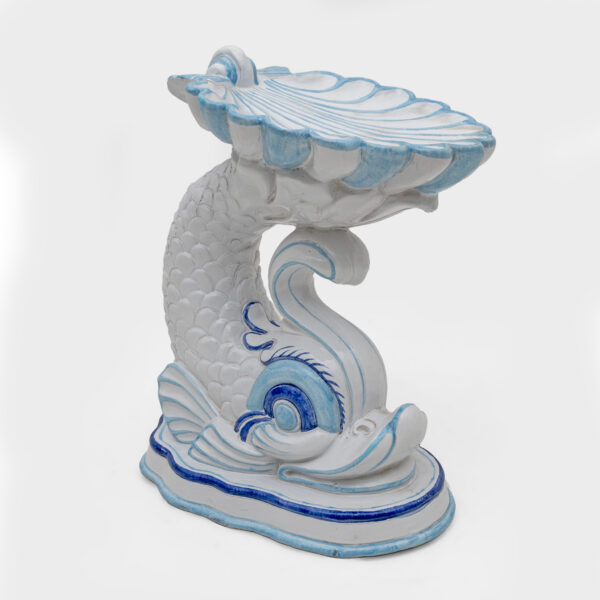 Italian Glazed Terracotta Dolphin Garden Stool, 1960s
