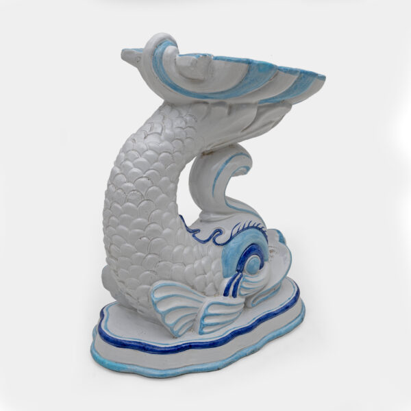 Italian Glazed Terracotta Dolphin Garden Stool, 1960s - Image 7