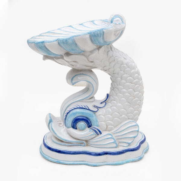 Italian Glazed Terracotta Dolphin Garden Stool, 1960s - Image 6