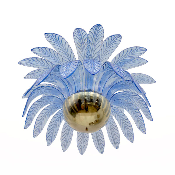 Pair of Palm Leaves Big Chandelier Murano Glass and Brass 70s - Image 5