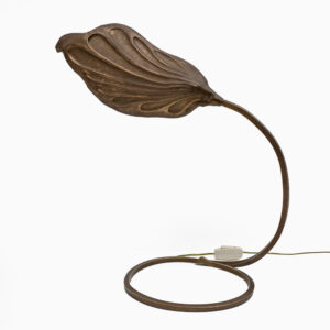 Tommaso Barbi Brass Leaf Table Lamp by Bottega Gadda, 1960s