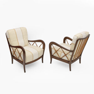 Pair of Paolo Buffa Italian Walnut Armchairs, 1950s