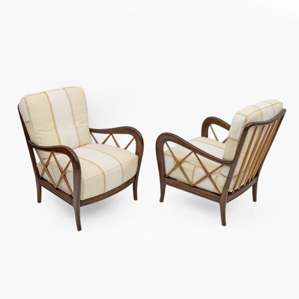 Pair of Paolo Buffa Italian Walnut Armchairs, 1950s