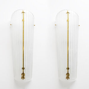 Pair of Italian Murano Glass and Brass Sconces