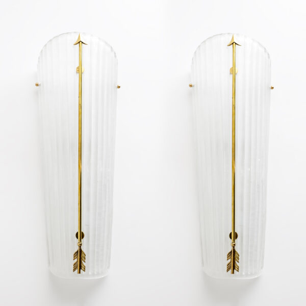 Pair of Italian Murano Glass and Brass Sconces