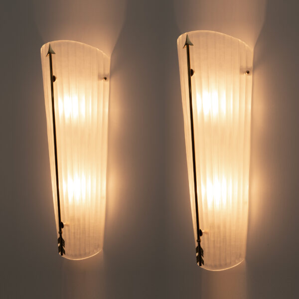 Pair of Italian Murano Glass and Brass Sconces - Image 2