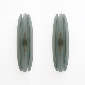 Pair of Fontana Arte Style Aqua Green Murano Glass Sconces