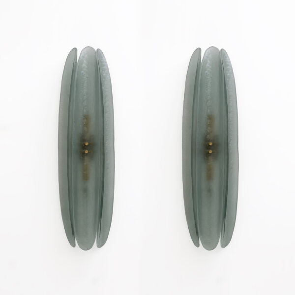 Pair of Fontana Arte Style Aqua Green Murano Glass Sconces