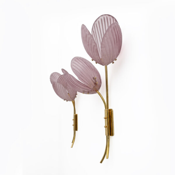 Pair of Tulips Murano Glass and Brass Sconces - Image 5