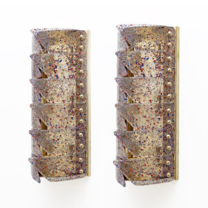 Pair of Italian Murano Glass and Brass Sconces
