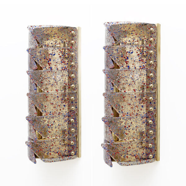 Pair of Italian Murano Glass and Brass Sconces