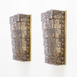 Pair of Italian Murano Glass and Brass Sconces