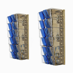 Pair of Italian Murano Glass and Brass Sconces