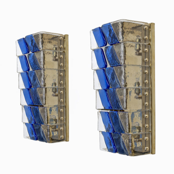 Pair of Italian Murano Glass and Brass Sconces