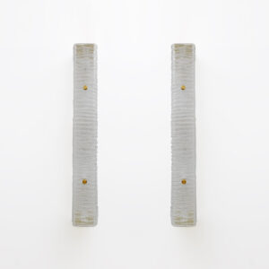 Pair of Brass and Textured Murano Glass Sconces