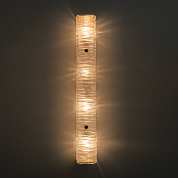 Pair of Brass and Textured Murano Glass Sconces - Image 4