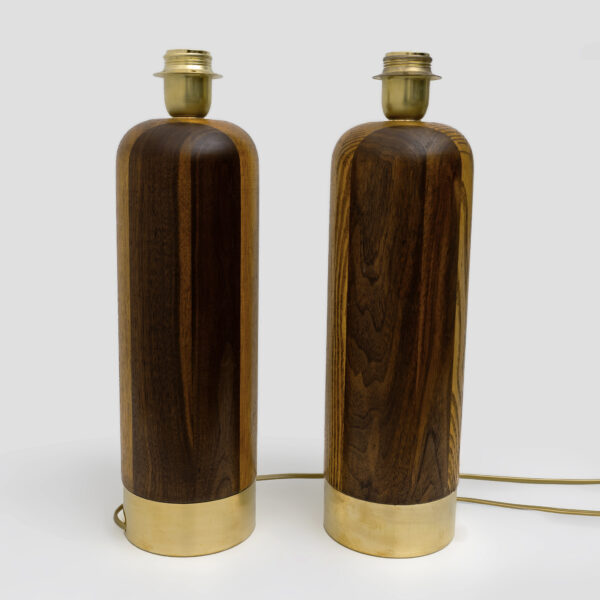 Pair of Italian Wood and Brass Table Lamps - Image 6