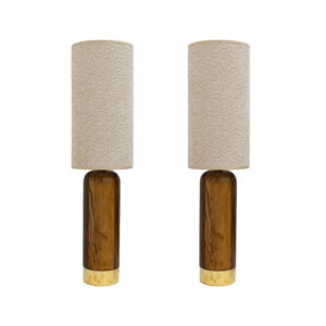 Pair of Italian Wood and Brass Table Lamps