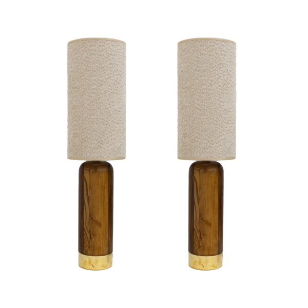 Pair of Italian Wood and Brass Table Lamps