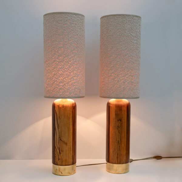 Pair of Italian Wood and Brass Table Lamps - Image 3
