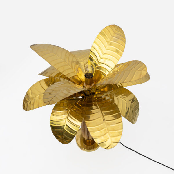 Pair of Brass and Rattan Palm Tree Lamps, 1970s - Image 8