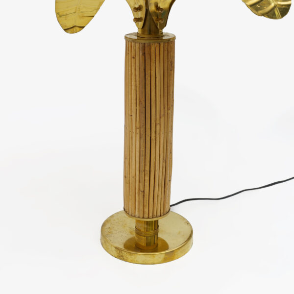 Pair of Brass and Rattan Palm Tree Lamps, 1970s - Image 5