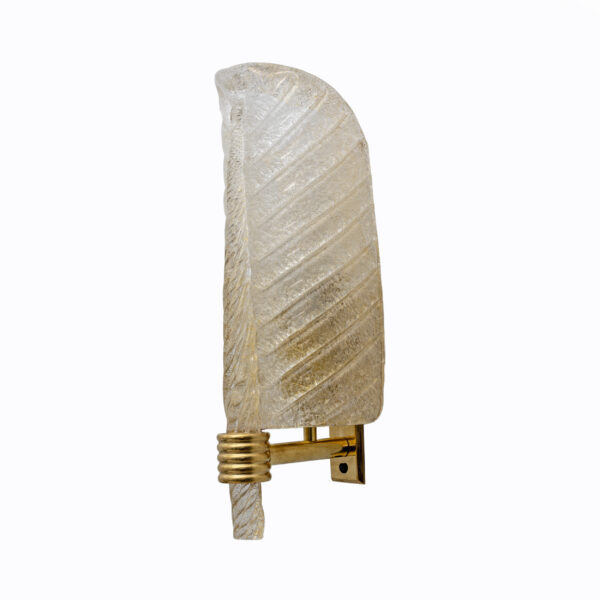 Pair of Barovier & Toso Style Graniglia Murano Glass Leaf Sconces - Image 9
