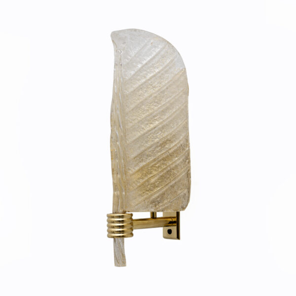 Pair of Barovier & Toso Style Graniglia Murano Glass Leaf Sconces - Image 7