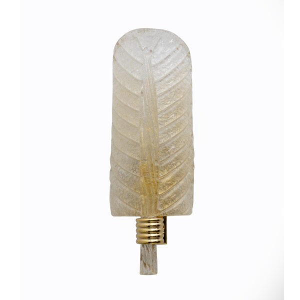 Pair of Barovier & Toso Style Graniglia Murano Glass Leaf Sconces - Image 6