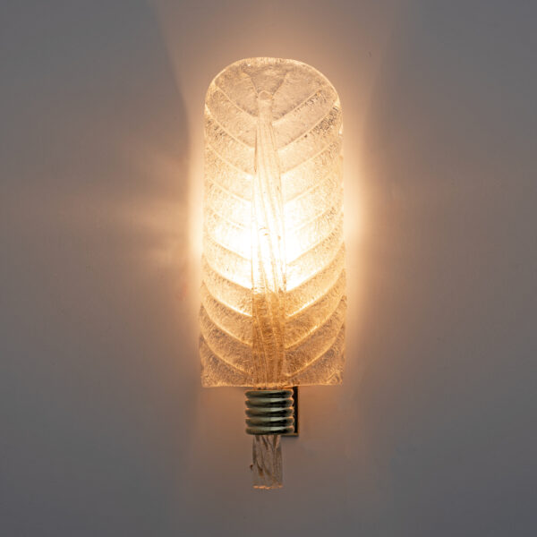 Pair of Barovier & Toso Style Graniglia Murano Glass Leaf Sconces - Image 5